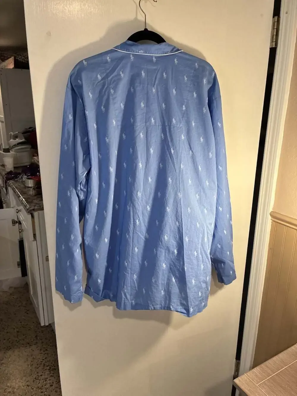 Polo Ralph Lauren Women's Long Sleeve Pajama Dress with All Over Polo Player Pri